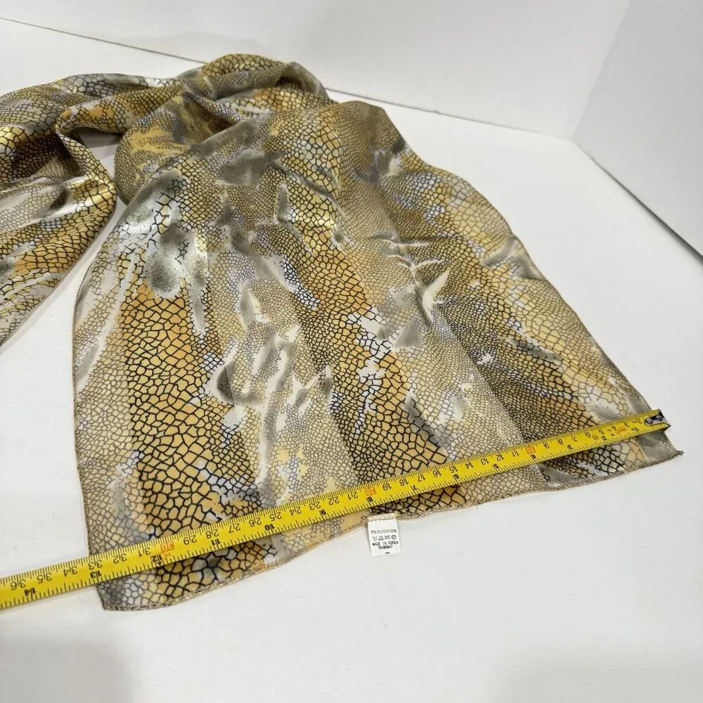 Women’s Snake Print Scarf Sheer Lightweight Gold Black Gray Animal Print Wrap
